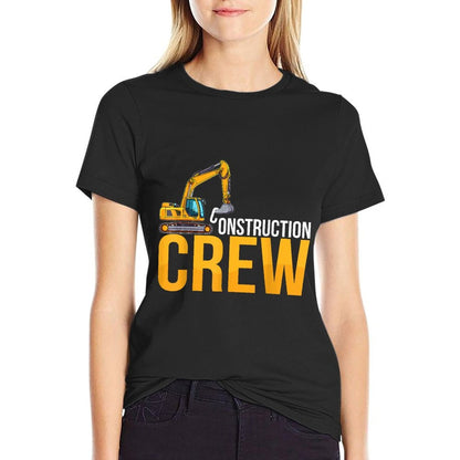 Mens Boys Construction Crew Construction Birthday Party  Rolled Sleeves T-Shirt