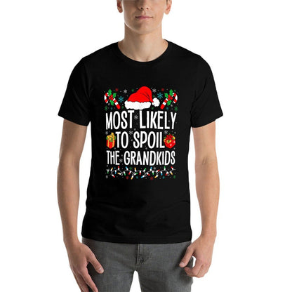 Most Likely To Spoil The Grandkids Funny Christmas Grandma  Trendy Pattern T-Shirt