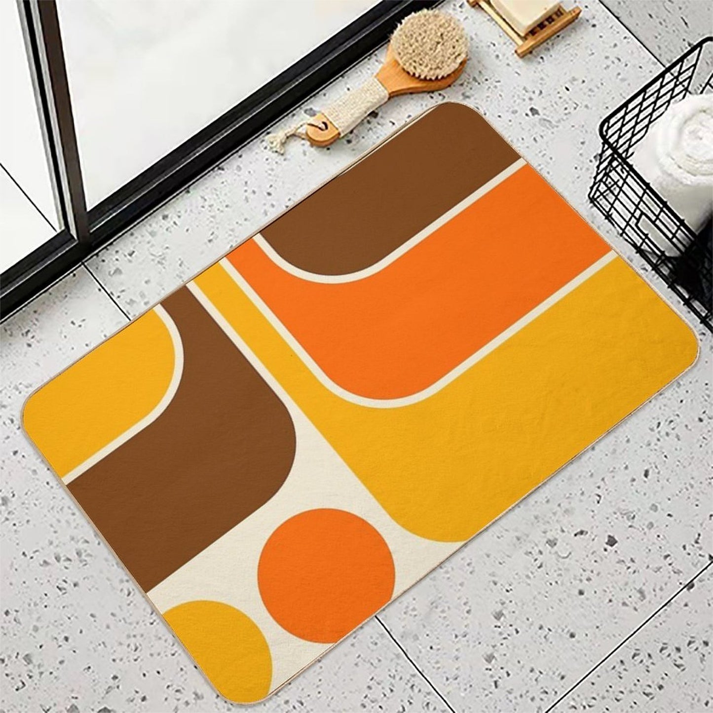 Retro Geometric Design 624  Multi-Purpose Bath Mat