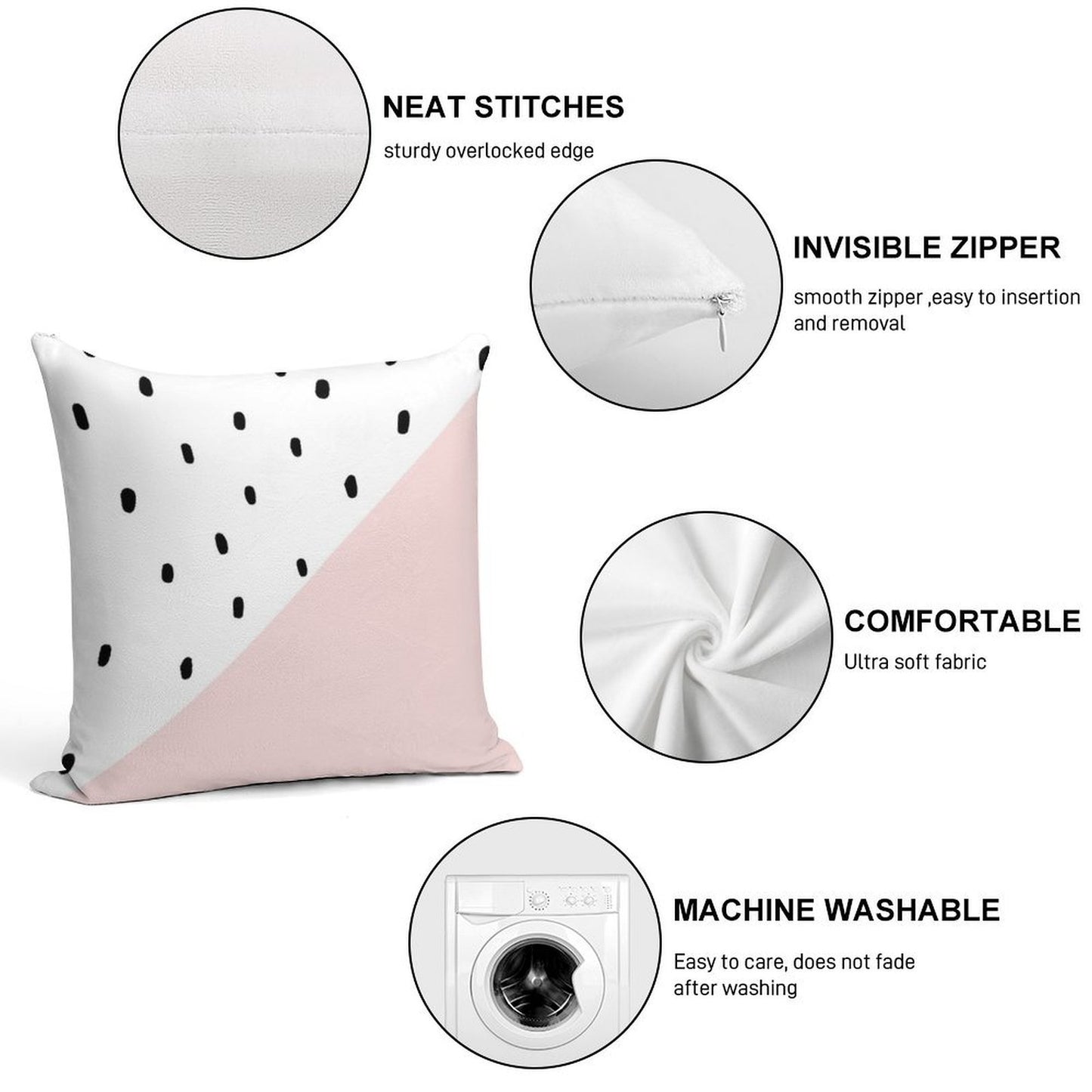 Pink And White Dalmatian Print Soft Ultra-Soft Texture Throw Pillow