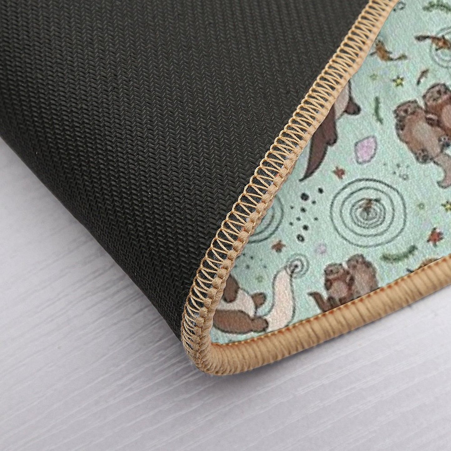 Otters in Blue  Repositionable Bath Mat