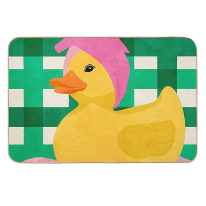 Spa Day, Towel-Wrapped Duck, Self-Care Sunday Illustration, Pink Towel & Bubbles Poster, Pampered Duck Cozy Bath Time  Long-Lasting Bath Mat