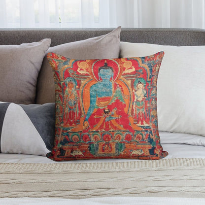 Mandala 140 Blue Medicine Buddha Soft Easy Maintenance Throw Pillow