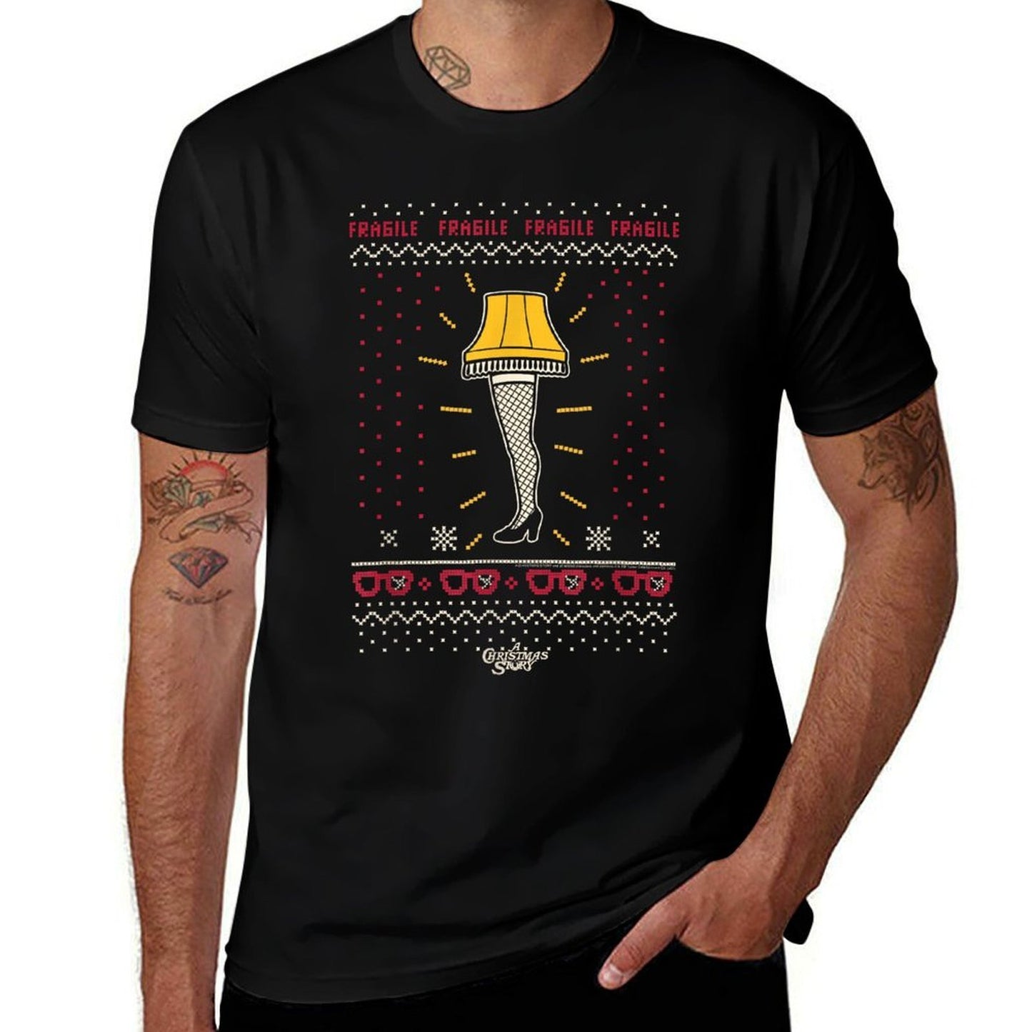 A Christmas Story Fragile Leg Lamp Sweater Print Xmas Movie  Stretchy T-Shirt