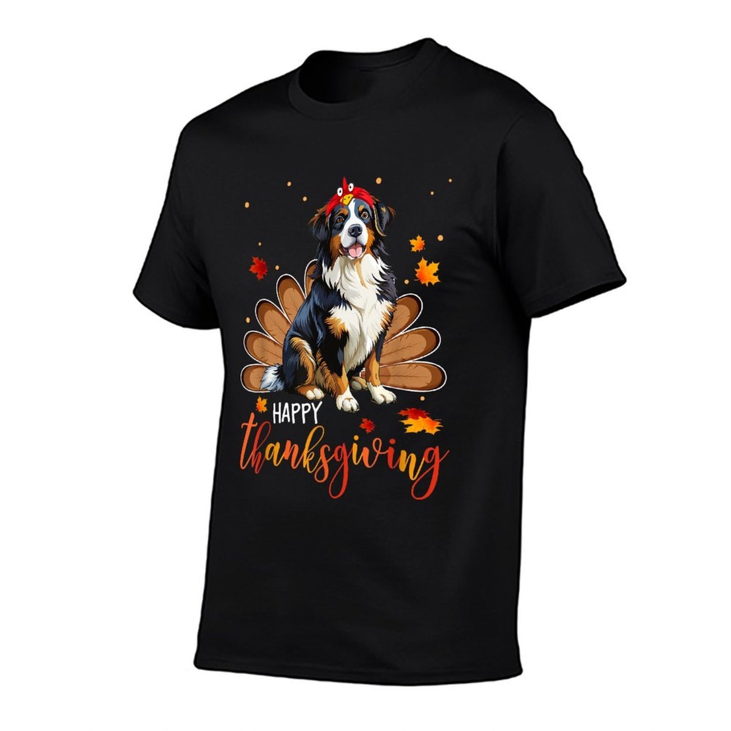 Cute Bernese Mountain Happy Thanksgiving Turkey Dog  Breathable T-Shirt