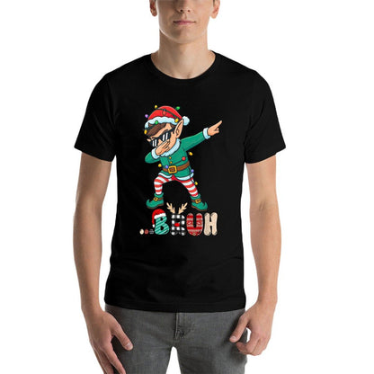 Bruh Dabbing Elf Funny Kids Boys Mens Christmas Matching Comfortable T-Shirt