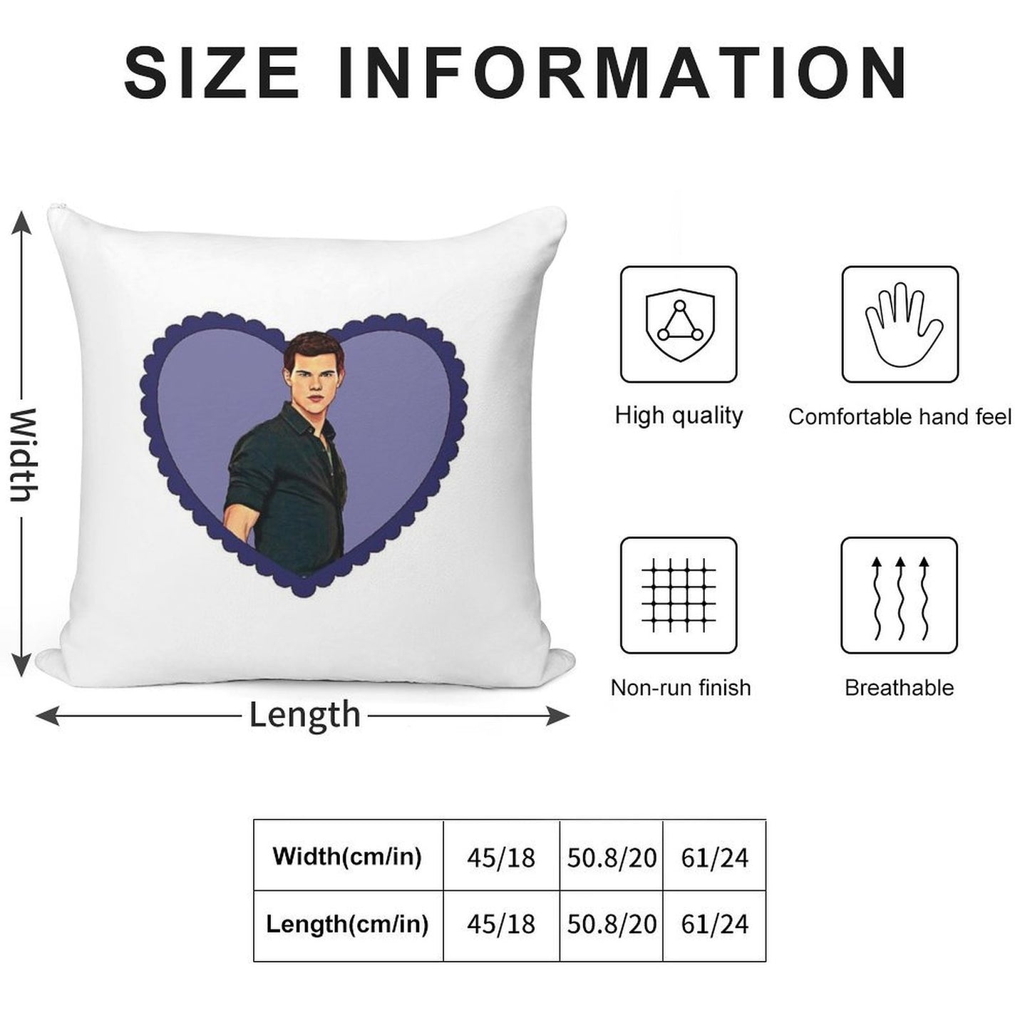 Jacob Black Love Heart Twilight Soft Style Accent Throw Pillow