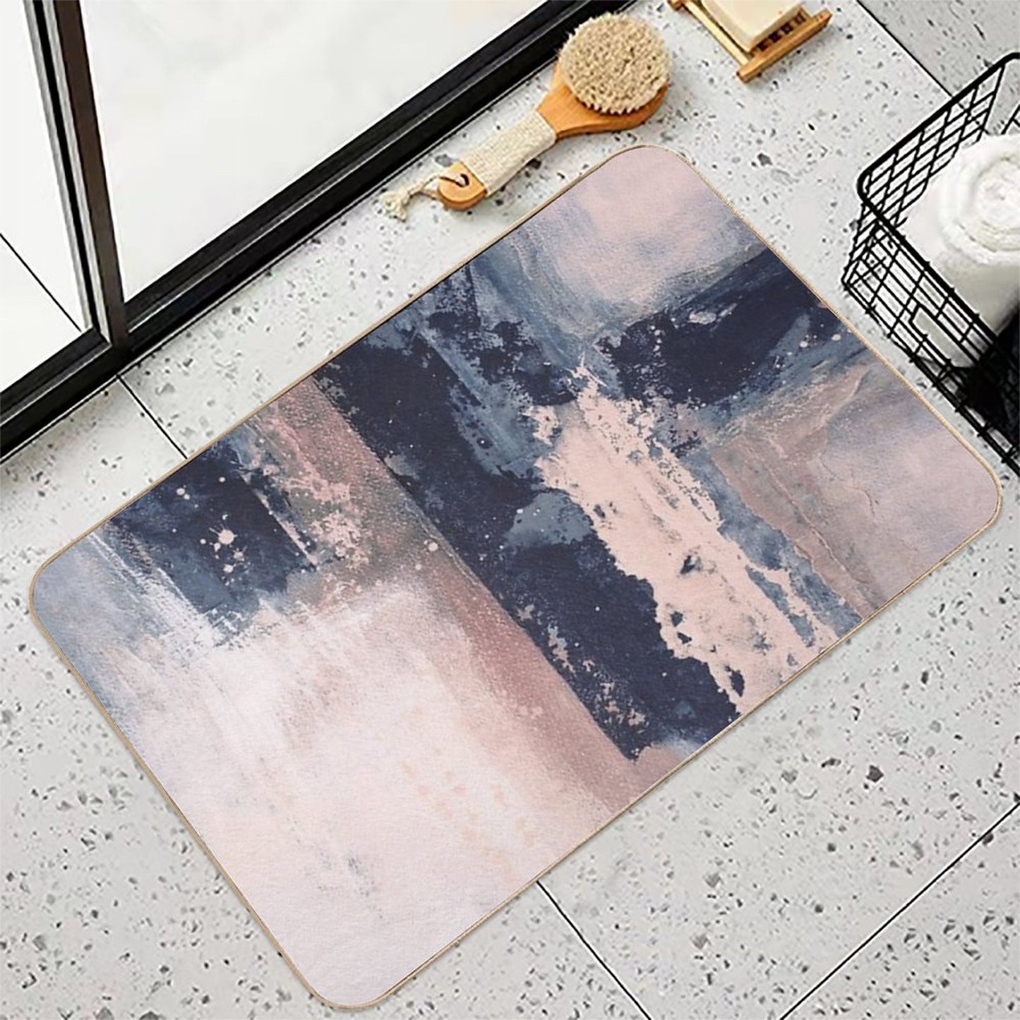 Horizontal Pink Navy  Multi-Purpose Bath Mat
