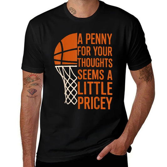 Penny For Your Thoughts Funny Basketball Sarcastic Joke  Oversized Silhouette T-Shirt
