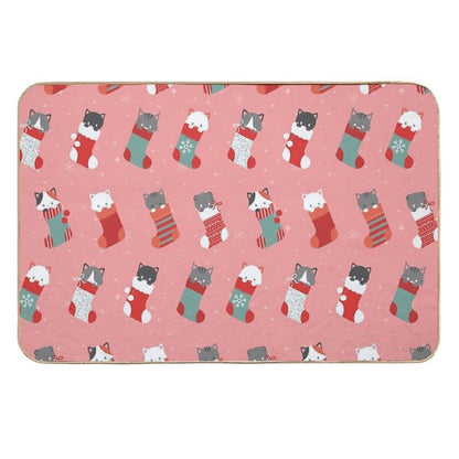 Christmas Cat Stockings  Slip-Resistant Bath Mat