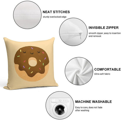 Sleepy Chocolate Donut Soft Ultra-Soft Texture Throw Pillow