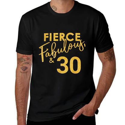 Fierce Fabulous And 30 Years Old 30th Birthday for Women  Rolled Sleeves T-Shirt