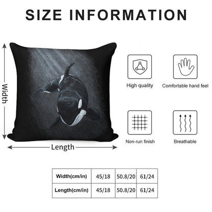 White Whale - Orca Soft Short Plush Fabric Throw Pillow