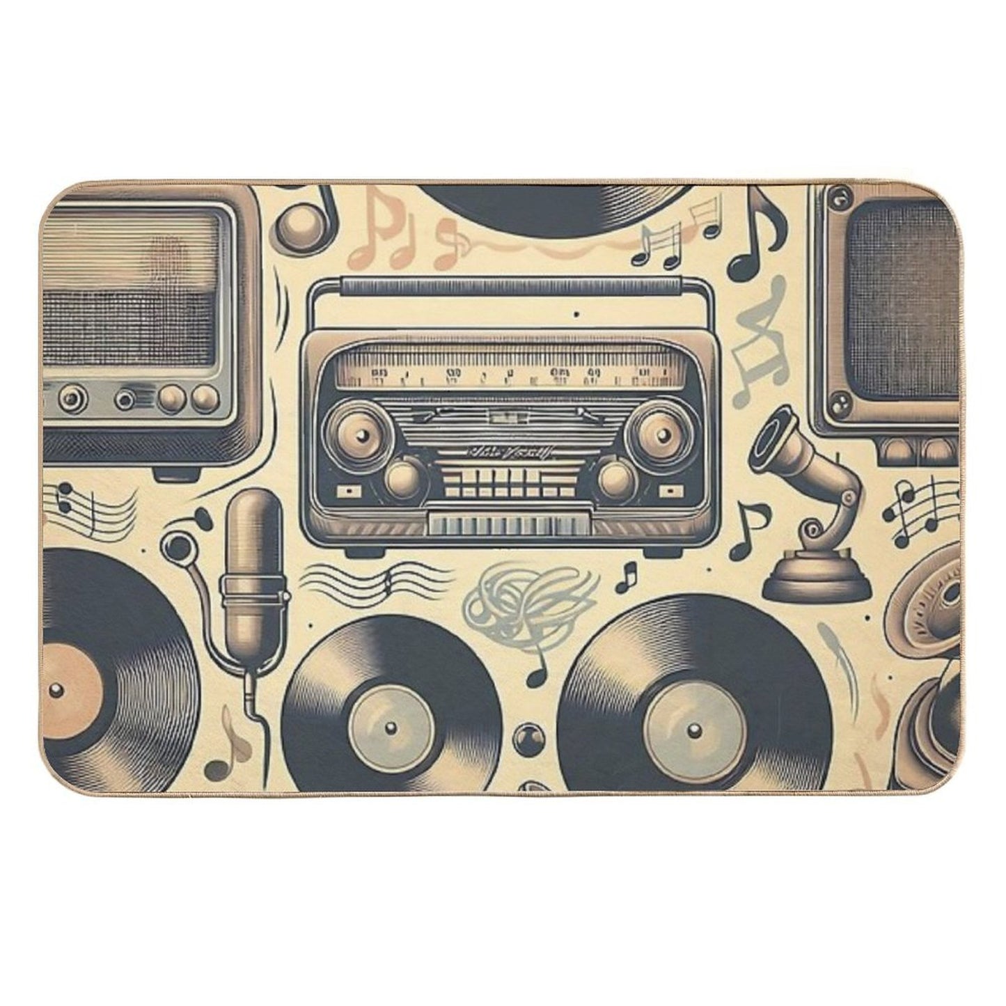 Vintage Music Retro Vibes  Easy Maintenance Bath Mat