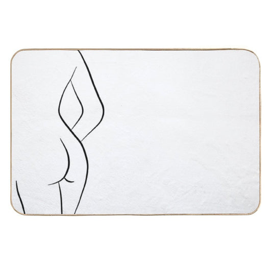 Woman Body Silhouette Line Drawing - Hello Helena  Fade-Resistant Bath Mat