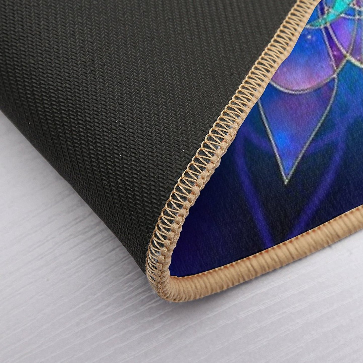 Blue Flower Mandala Fractal  Toxin-Free Bath Mat