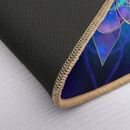 Blue Flower Mandala Fractal  Toxin-Free Bath Mat