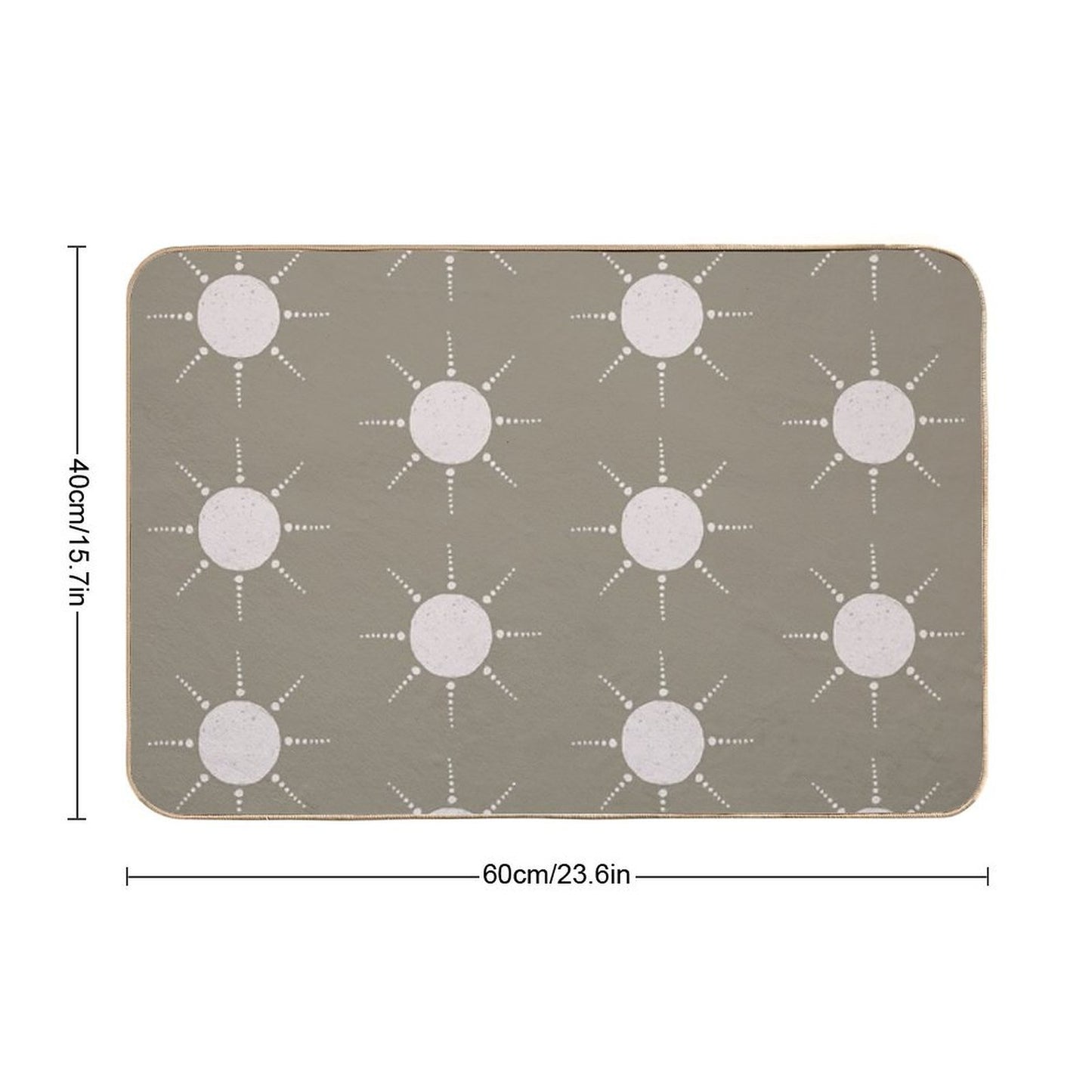 Pretty Polka Dots Sun Pattern Boho Aesthetic In Muted Colors Muted Green  Toxin-Free Bath Mat