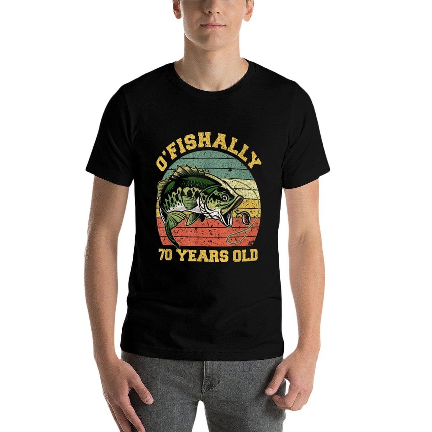 O'Fishally 70 Years Old Fishing Birthday Theme Party 70th  Cotton T-Shirt