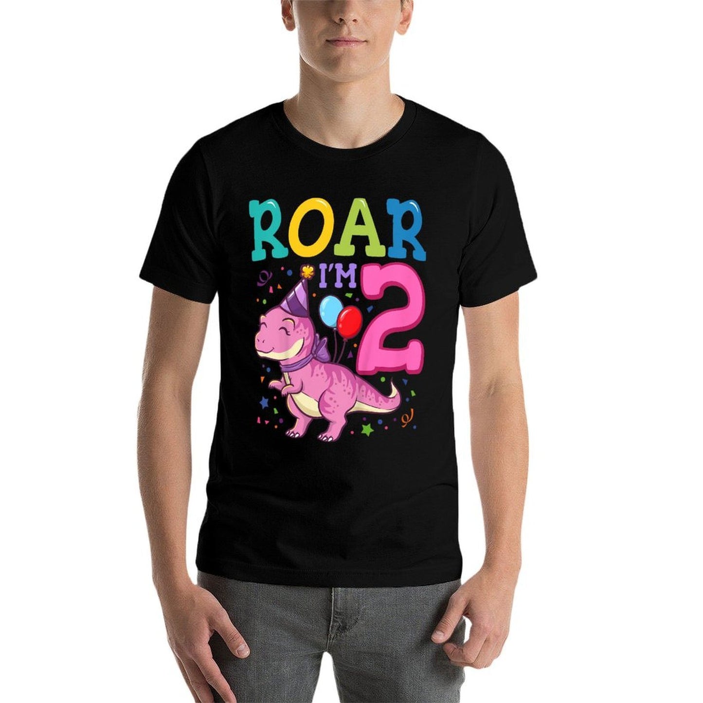 Kids Roar Im 2 Year Old Dinosaur Girl 2nd Birthday Party  Classic T-Shirt
