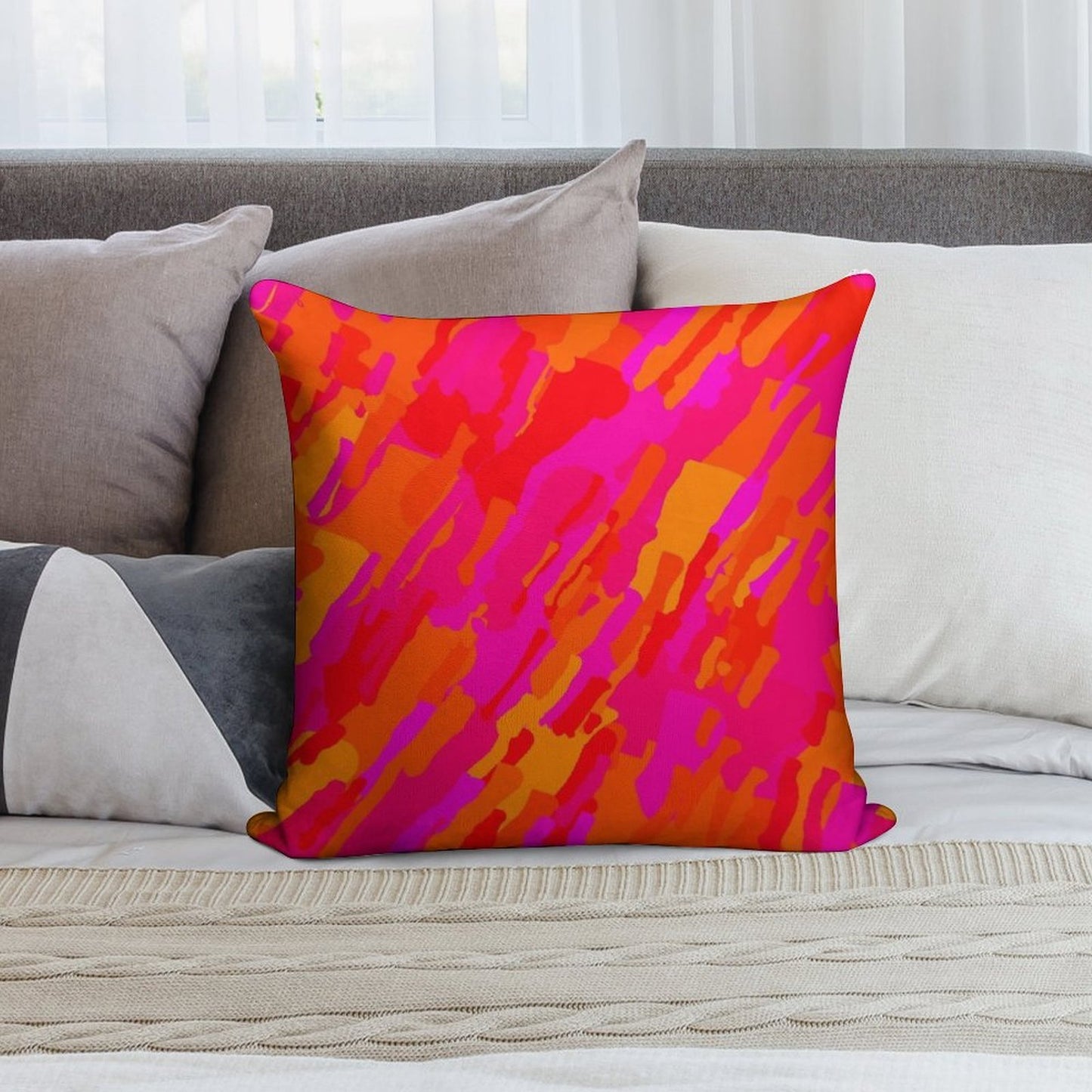Hot Fuchsia Orange Soft Bedroom Essential Throw Pillow