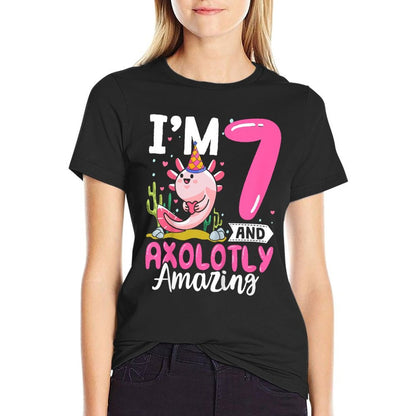 Kids 7th Birthday Girl Axolotl Kids Seven Year Old Birthday  Quick-drying T-Shirt