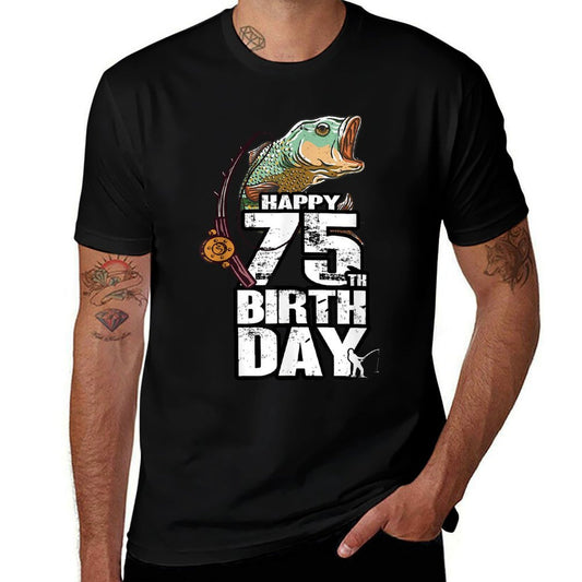 75 Years Old Fishing Fisherman Angler 75th Birthday  Oversized Silhouette T-Shirt