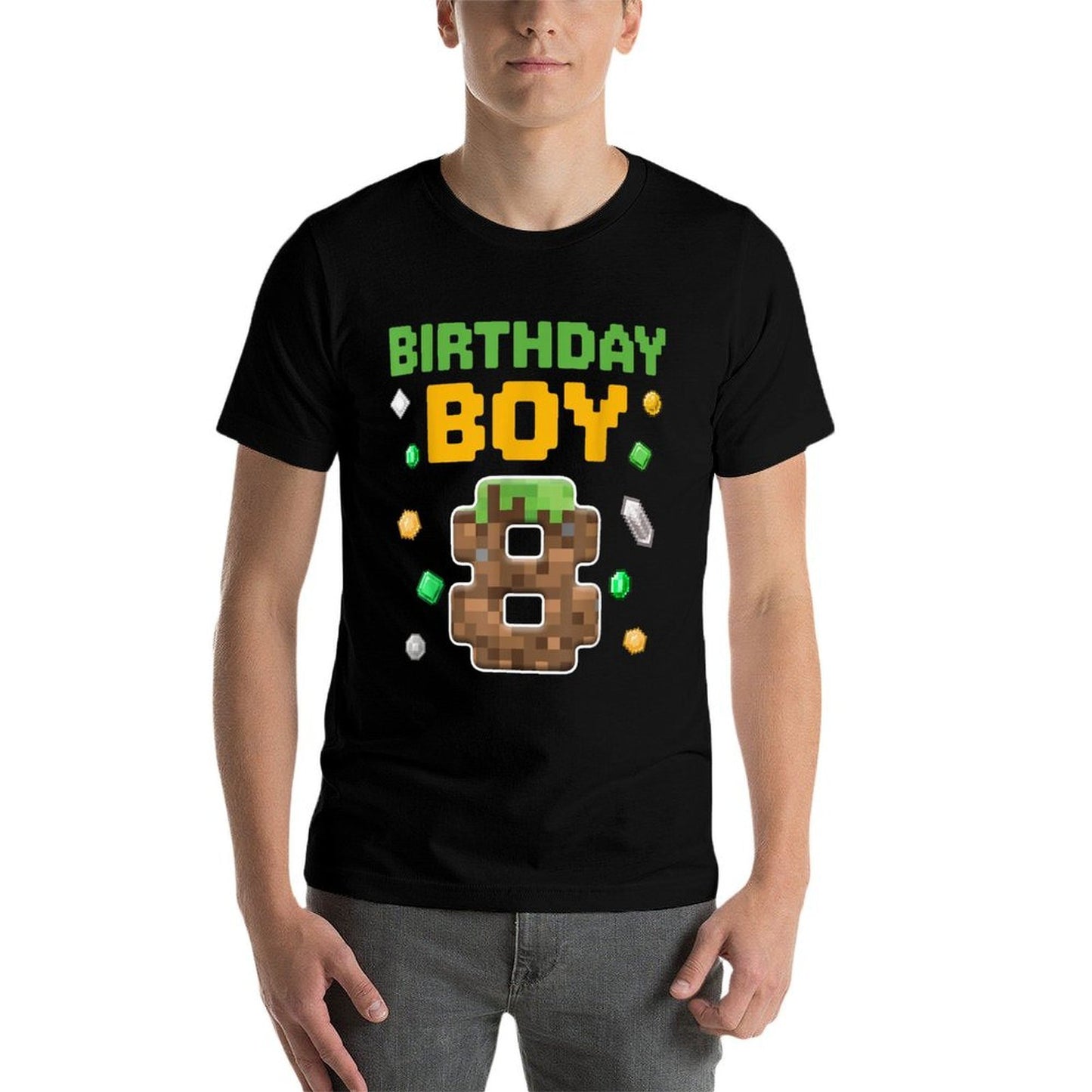 Birthday Boy 8th Birthday 8 Year Old Birthday Boy  Trendy Pattern T-Shirt