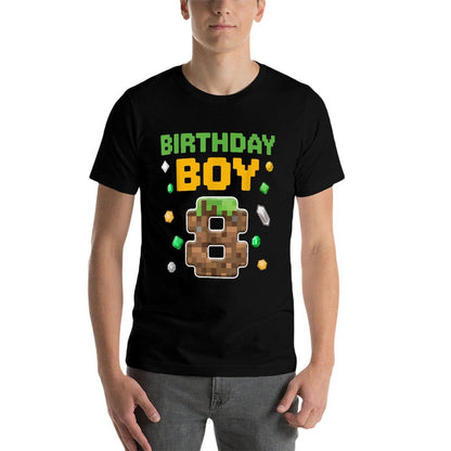 Birthday Boy 8th Birthday 8 Year Old Birthday Boy  Trendy Pattern T-Shirt