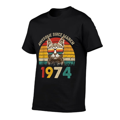 Awesome Since March 1974 Vintage Cat 50th Birthday  Versatile T-Shirt