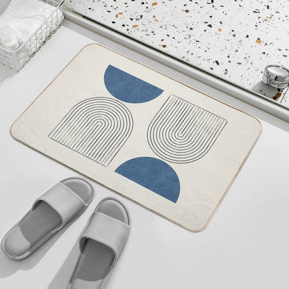 Arch Balance Blue - Mid Century Modern  Repositionable Bath Mat