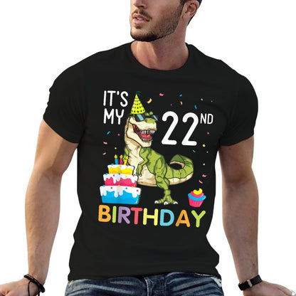 Dinosaur With Cake It's My 22nd Birthday Happy 22 Years Old  Soft T-Shirt