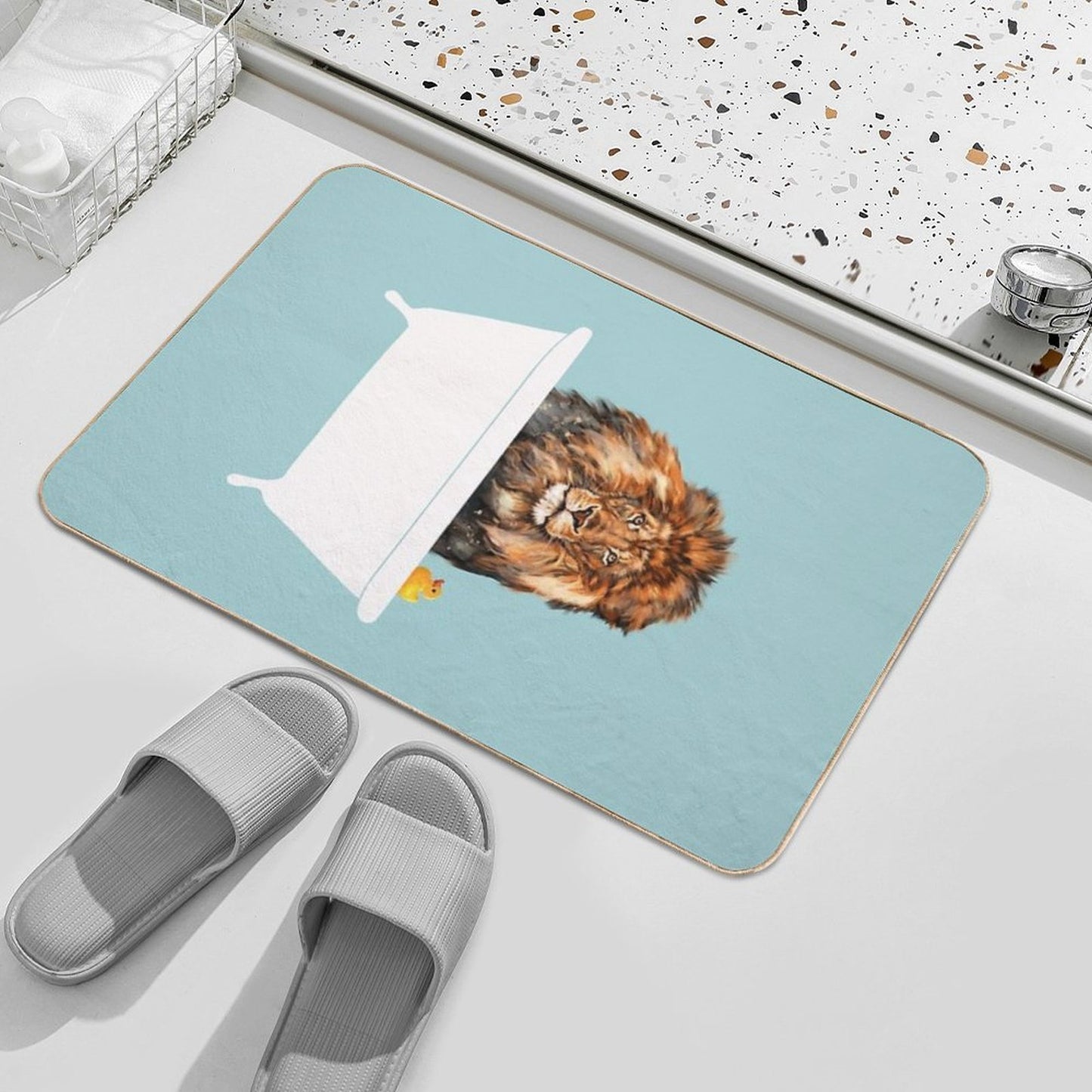 Lion in Bathtub  Easy Maintenance Bath Mat