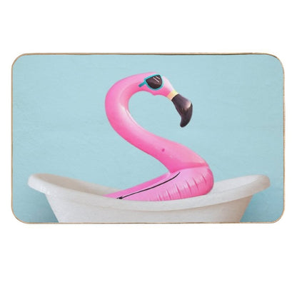 Playing Flamingo in Bathtub  Multi-Purpose Bath Mat