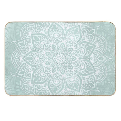 Boho, Mandala, Love, Flower of Life, Teal  Anti-Trip Bath Mat