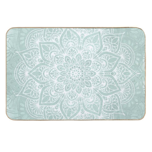 Boho, Mandala, Love, Flower of Life, Teal  Anti-Trip Bath Mat