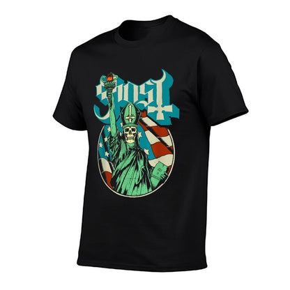Ghost - Blue Statue Stars And Stripes  Polyester Blend T-Shirt