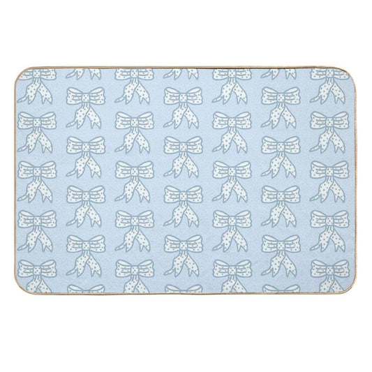 Coquette Blue Bow  Easy Maintenance Bath Mat