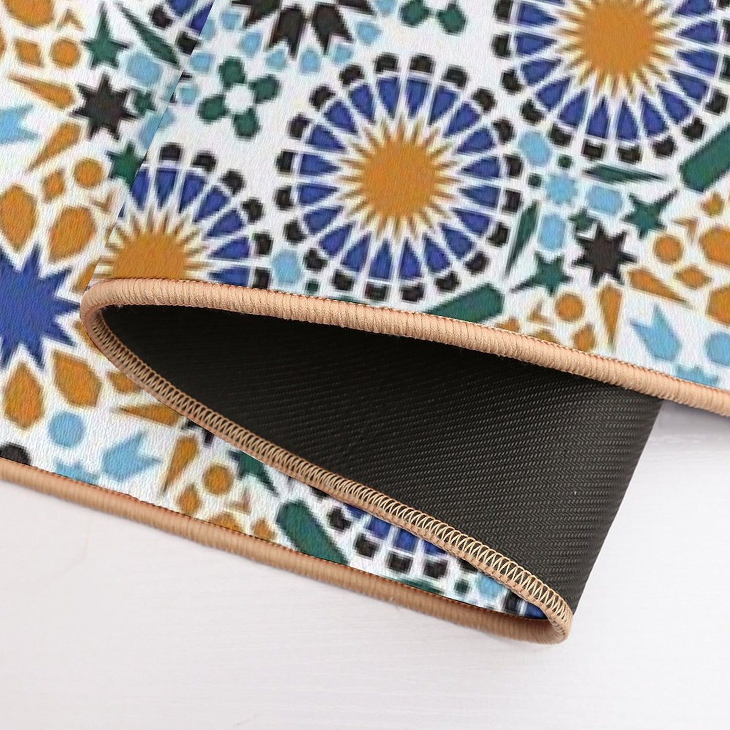 Moroccan Zelig  Tile Retro Abstract Multi Color Pattern  Repositionable Bath Mat