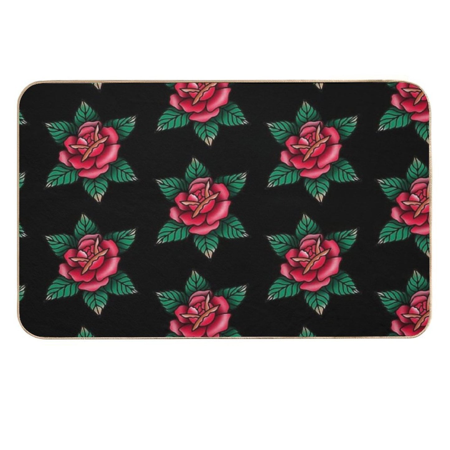 Traditional Red Rose Tattoo  High-Traffic Bath Mat