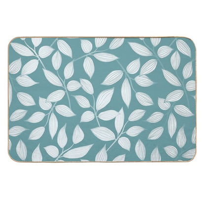 Floral Leaves in Teal Green  Dirt-Trapping Bath Mat