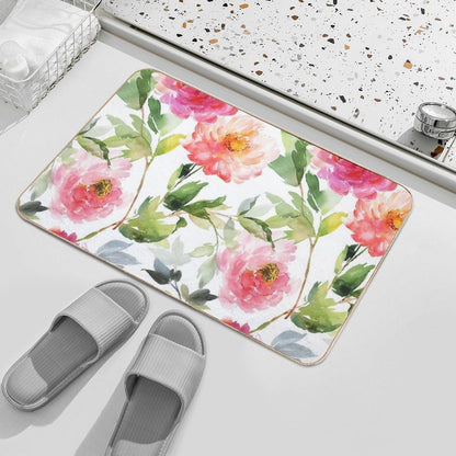 Coral Pink Summer Peonies  Multi-Purpose Bath Mat