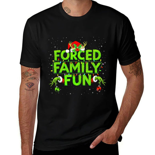 Funny Forced Family Fun Christmas Holiday Men Kids Boy  Durable T-Shirt