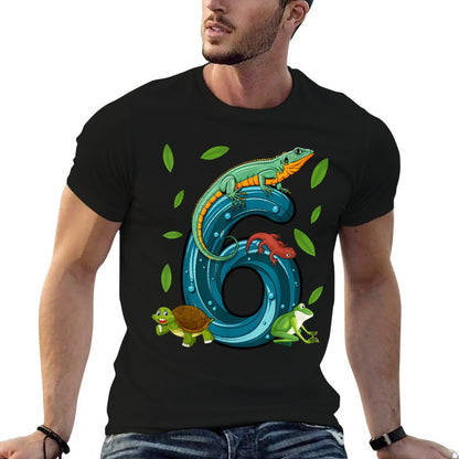 Kids 6 Year Old Lizard Reptile 6th Birthday Party B-day  Classic T-Shirt