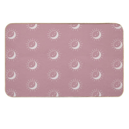 Pretty Sun And Moon Pattern Soft Aesthetic In Muted Colors Deep Pink  Long-Lasting Bath Mat