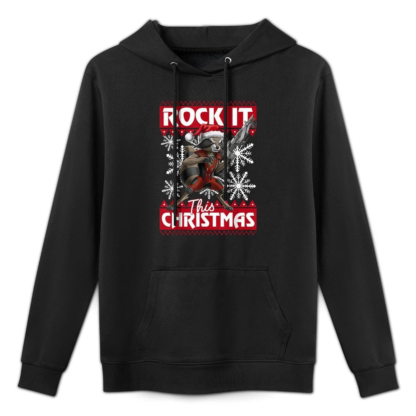Marvel Guardians Of The Galaxy Rocket Rock It This Christmas Cotton-Polyester Blend Hoodie
