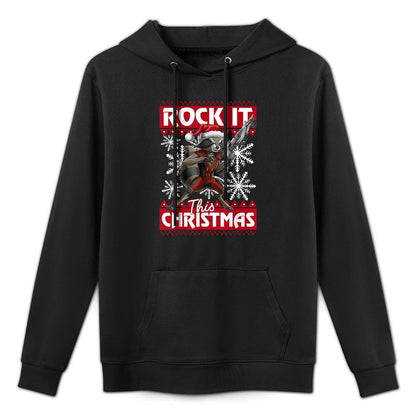 Marvel Guardians Of The Galaxy Rocket Rock It This Christmas Cotton-Polyester Blend Hoodie