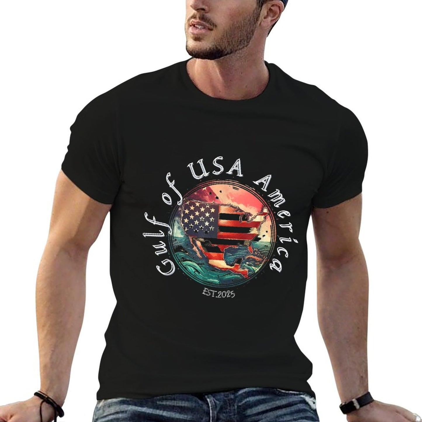Gulf Of US America Est 2025 Retro Vintage Lightweight T-Shirt