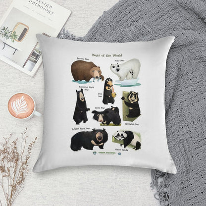 Bears of The World Soft Skin-Friendly Throw Pillow
