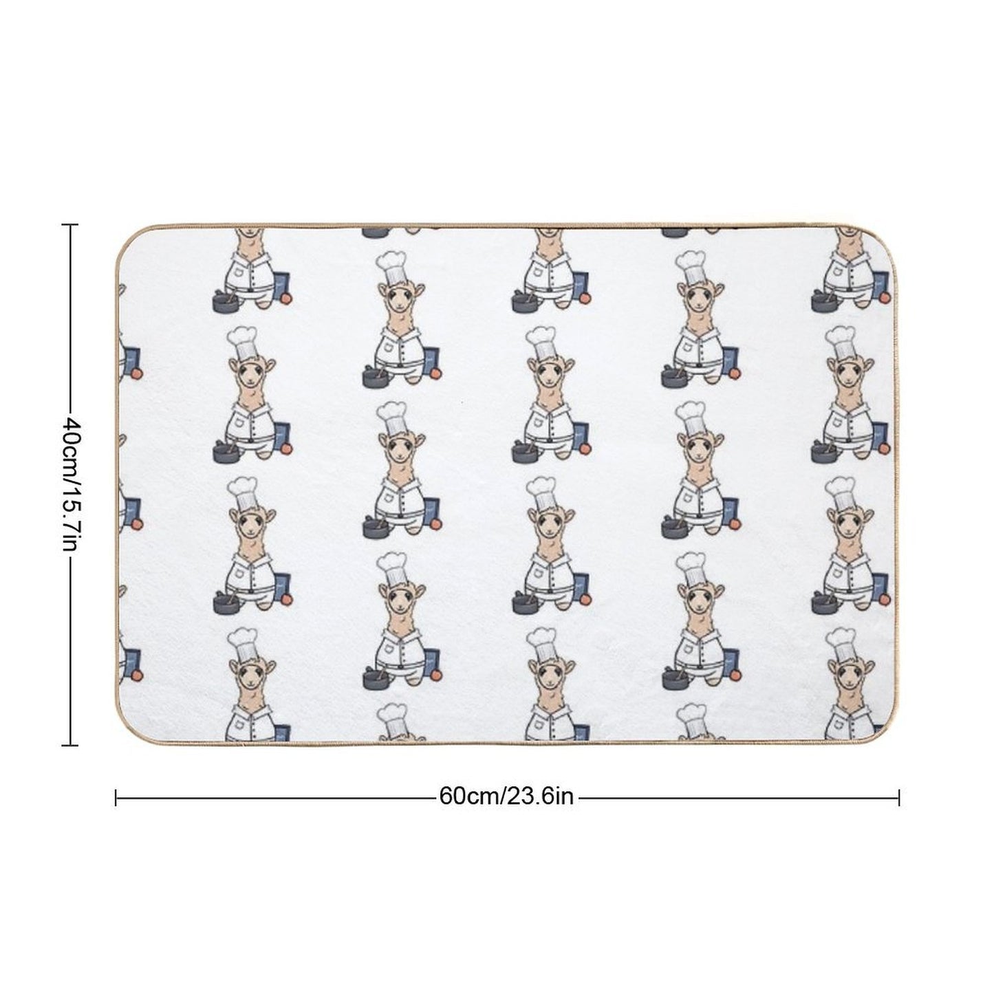 Chef Llama- Cute Cooking Animal Illustration for Foodies & Animal Lovers  Pet-Safe Bath Mat
